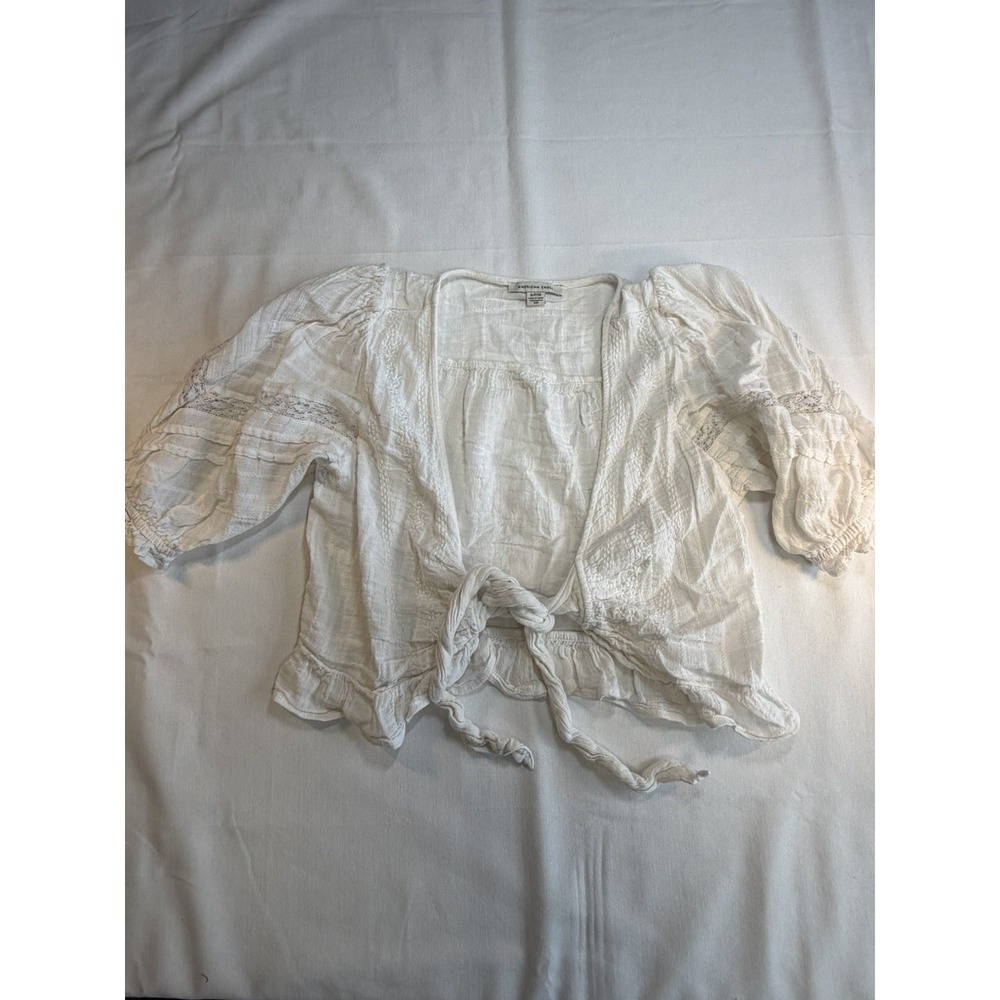 American Eagle 3/4 Sleeve White Tie Front Cardigan Size Small Women's‎